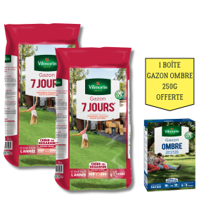 Gazon 7 Jours – Lot de 2 Sacs de 5kg + 1 Boîte de Gazon Ombre 250g Offerte – Vilmorin